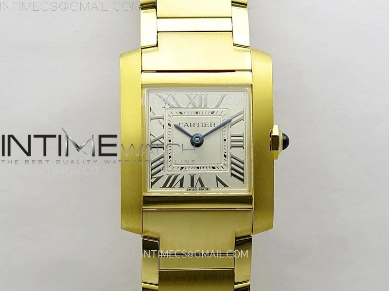 Tank Francaise Ladies 21.2mm YG 8848F 1:1 Best Edition Silver Dial on YG Bracelet Ronda Quartz